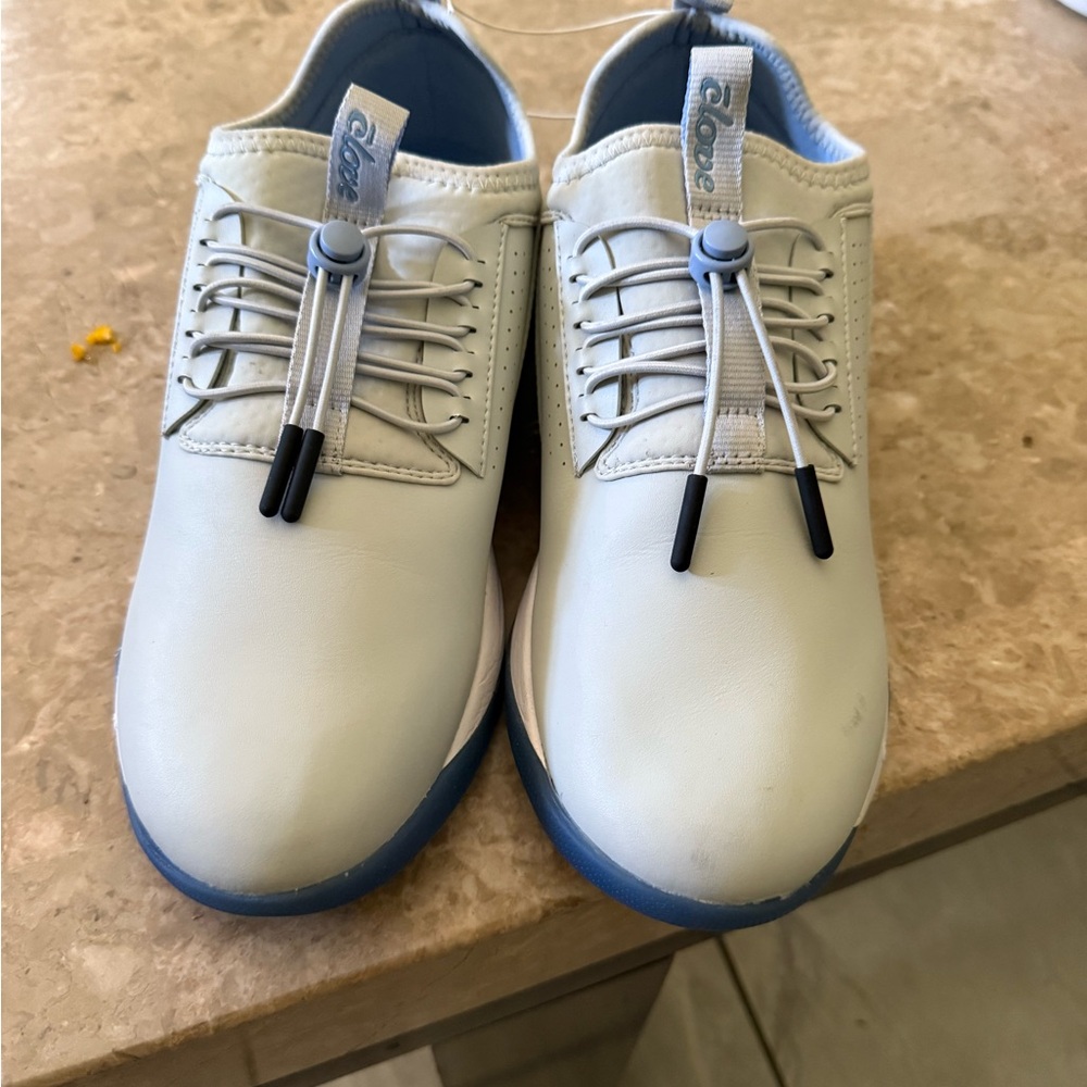 White and Blue Streamlined Sneakers with Cushioned Midsole - Picture 8 of 13